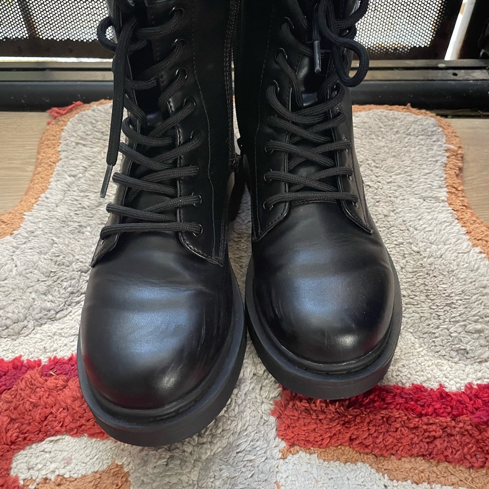 Black Lace-Up Combat Boots